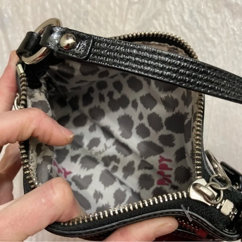 Coach black patent leather liquid gloss poppy mini bag